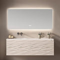 44IN Bathroom Vanity - Smart Defogging Mirror Cabinet | Waterproofing Technology & Wave Shaped Door Panel, Floating Bathroom Vanities with Large Storage Space (Mirror)