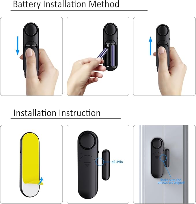 Window and Door Alarm When Opened (5 Pack) for Kids Safety/Home Security, Sliding Glass Front Door Opening Sensor Alarms for Dementia, 120dB Burglar Alert, Ideal for Business, Garage, Apartment, Black