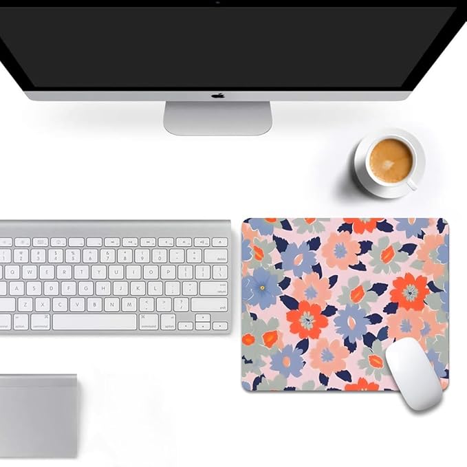 Field of Flowers Pastel Floral Square Mouse pad, Texture, Waterproof, Anti Slip Rubber Base, Computer Mouse pad, Laptop Mouse pad