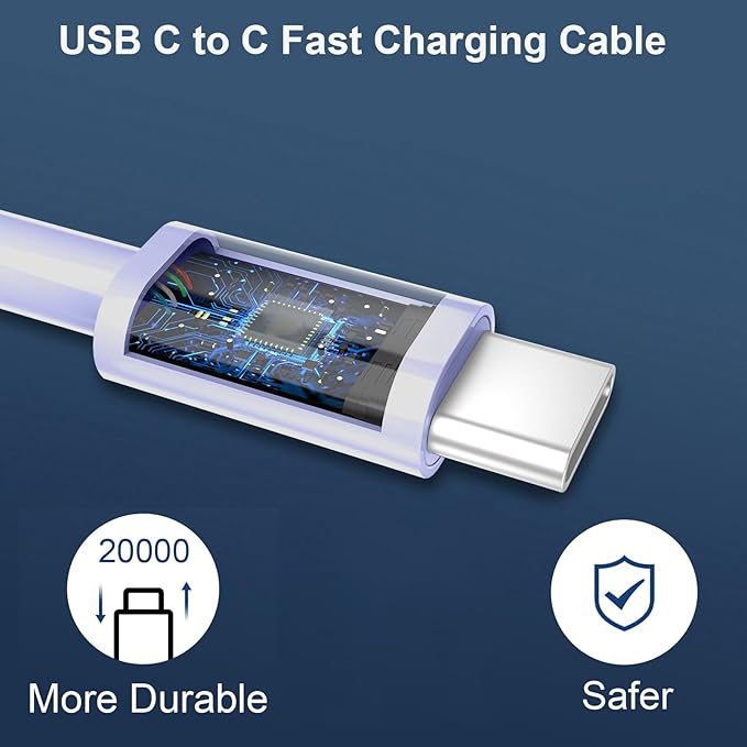Phone 17 16 15 Pro Max Charger Fast Charging, 20W USB C Charger Block with 6FT Long USB C to C Charging Cable Cord for Phone 17 16 15 Pro Max/17 16 15 Pro/17 16 15/16 15 Plus-Purple