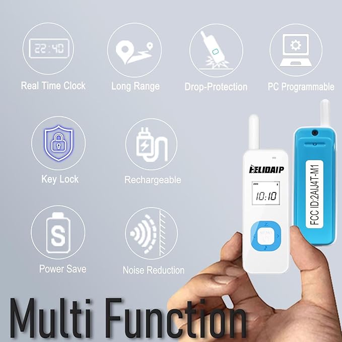 ELIDAIP T-M1 Super Mini Walkie Talkies with Earpieces for Adults, Portable Two Way Radios, Rechargeable Walkie Talkies for Skiing, Hiking, Outdoor Sport, Restaurants,Hospital,Supermarket,White 2 Pack