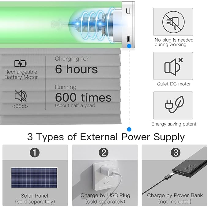 Tokblind Motorized Sheer Shade with Remote Control, Blackout Electric Roller Blinds Compatible with Alexa via Hub, Rechargeable Smart Window Shade Custom Size (Blackout Grey)