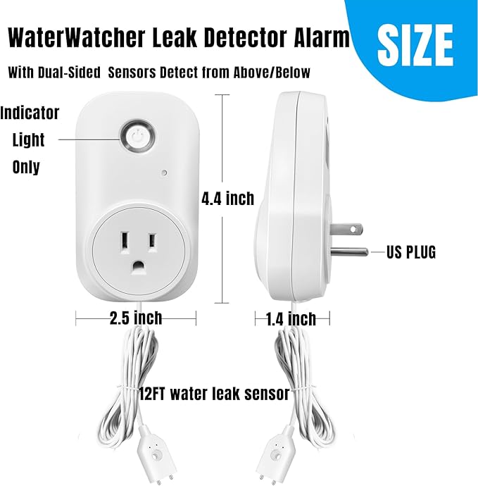 Brezoo Smart Overflow Detection Sensor - Water Overflow Alarm with Real-Time Alerts for Home, Office & Basement Protection