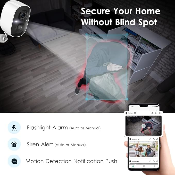 GMK Security Cameras Wireless Outdoor, 2K Battery Powered Cameras - Image 4