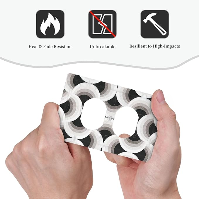 Bvtewkhz Black/White Art Marble Duplex Outlet Decorative Light Switch Covers Electrical Faceplate Switch Plates for Bathroom Kitchen Home