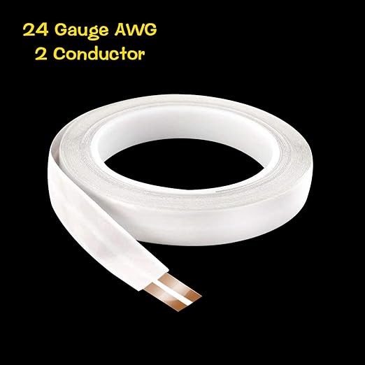 FRANKEVER 24 Guage Hidden Super Flat Audio Cable Suitable for Audio Wire LED Lighting Connection and Other Low Voltage Appliance Connection 12mm (Wire(50 ft)+2 ConnectorsD)