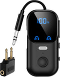 Bluetooth 5.4 Transmitter Receiver aptX Adaptive for 2 AirPods/Headphones, 2-in-1 Bluetooth Audio Adapter with Mic & LED Display for TV, Airplane Travel, 3.5mm AUX Wireless Adapter for Car/Home Stereo