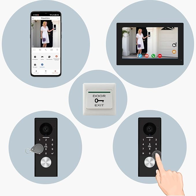 KeonBell Video Door intercom 2-Wired, doorbell withCamera, Full HD Camera, Door intercomSupports Password, 7" WiFi Monitor andTuya APP, 2-Way Audio, Unlock for HomSecurity System