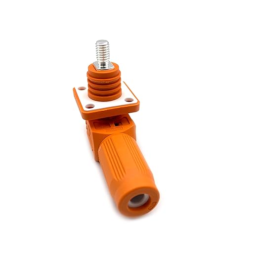 150A Battery Energy Storage Connector, 35mm² High Current Connectors IP67 Waterproof Stud Wiring Power Adapter Quick Plug Terminal Right Angle Plug and Socket （1500V Orange)