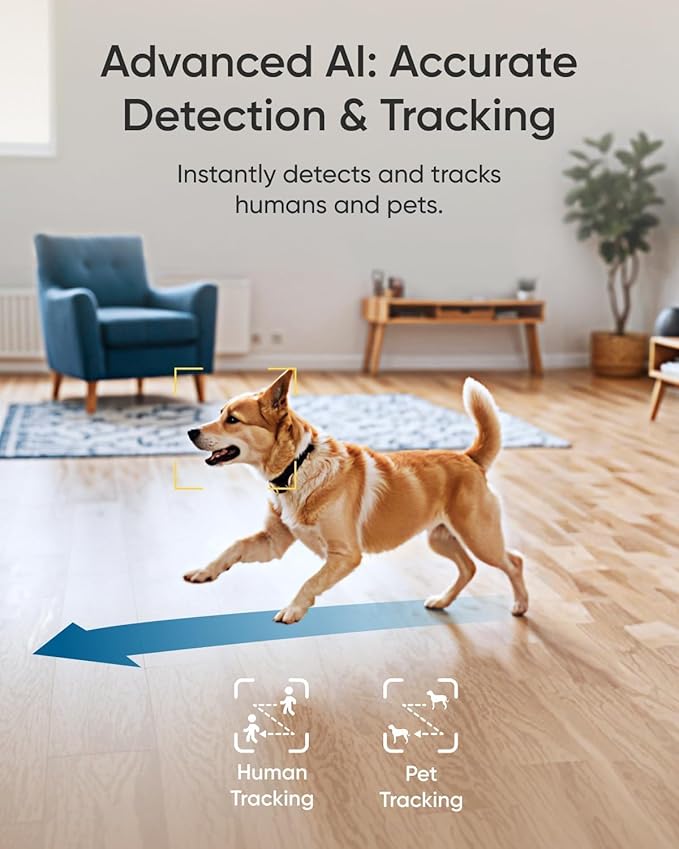 eufy Security Indoor Camera E30, Latest Generation, 4K UHD Security Camera, Pet/Dog/Baby Camera with Phone app, Color Night Vision, Human/Pet Auto Tracking, 360 Pan-Tilt, Works with Homekit, White