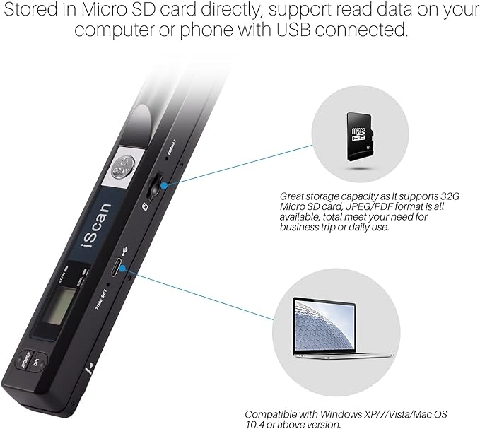 Portable Document Scanner, AOZBZ 900DPI Handheld Image Scanner, Scanning Wand - Image 4