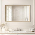 Oak Wood Effect Framed Wall Mirror, 24x36 Rectangle Mirror, 1/8" Anti-desilvering Tempered Glass, Sustainable& Sturdy Frame, Anti-Rust, HD Reflection &3min Fast Setup for Bathroom Living Room