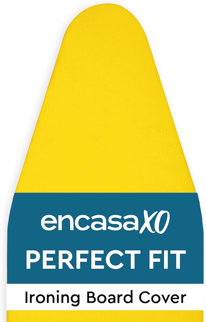 Encasa XO Ironing Board Cover and Pad 54"x15" - 4mm Felt Large Iron Board Cover with Padding - Heat Resistant, Stain-Safe Dye, Non Slip Elastic Bungee Cord Tightening Iron Table Cover Yellow
