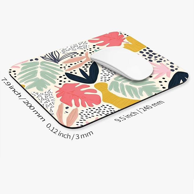 Armanza Square Mouse Pad Tropical Plants, Personalized Premium-Textured Custom Mouse Mat Design, Washable Mousepad Cloth, Non-Slip Rubber Base Computer Mouse Pads for Wireless Mouse