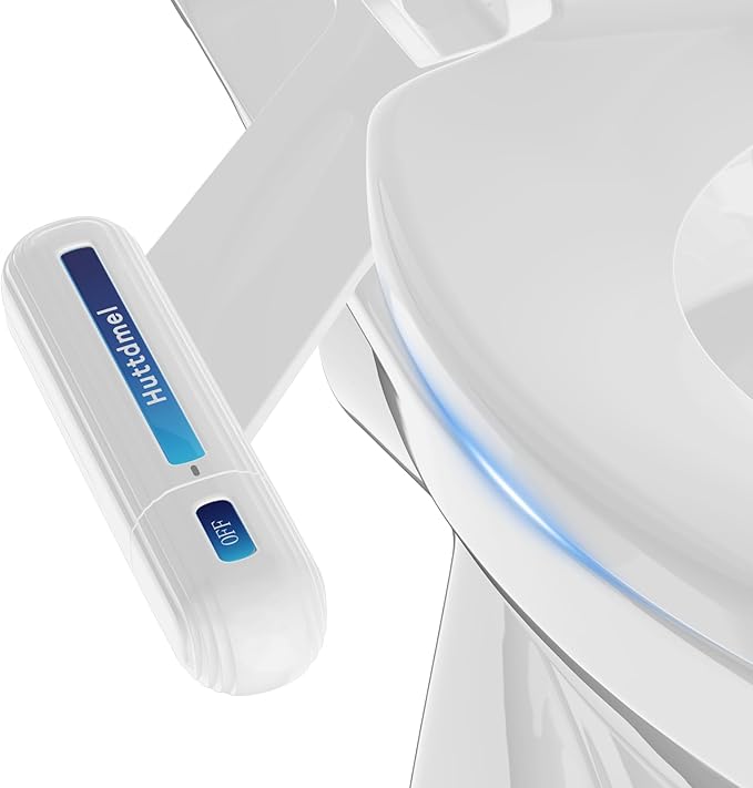 Ultra-Slim Bidet Attachment for Toilet, Non-Electric Dual Nozzle (Rear & Feminine Wash), Adjustable Fresh Cold Water Pressure, Stainless Steel Inlet, Easy to Install(Blue & White)