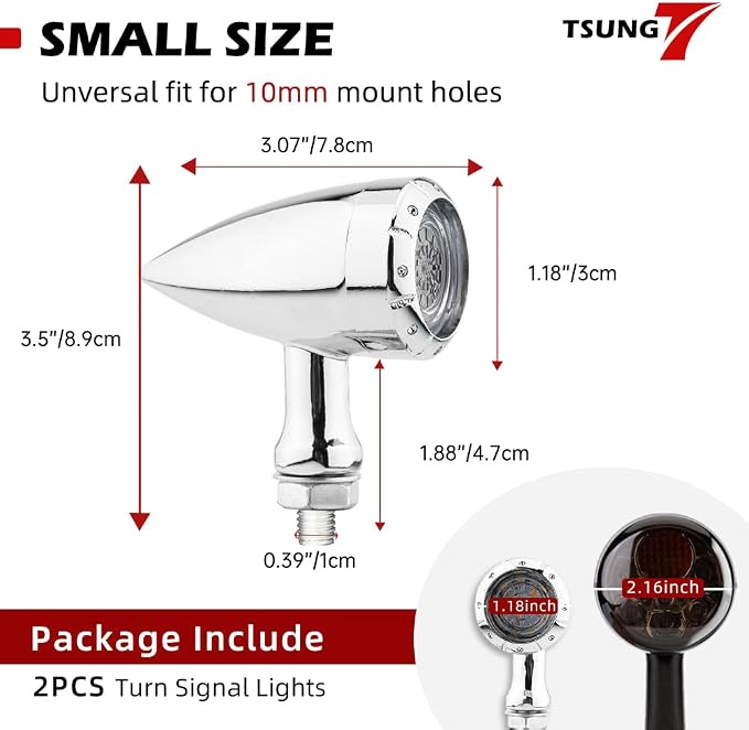 TSUNG 2PCS Motorcycle Rear Turn Signals LED Bullet SMD Blinkers Brake Tail - Image 6