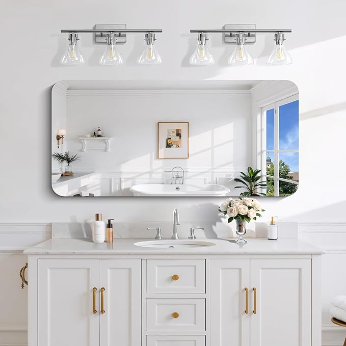 CILIBER Frameless Wall Mirror, 24" x 48" Bathroom Mirror Rounded Corner, HD Shatterproof Vanity Mirror with Polished Edge for Over Sink, Bedroom, Entryway, Vertical or Horizontal