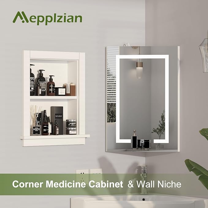 Recessed Medicine Cabinet for Bathroom Niche for Shower Wall for Bedroom,14x18 in Wall Shower Niches,Medicine Cabinet with Storage,Bathroom Wall Niche Insert for Drywall,MDF,Fully Assembled