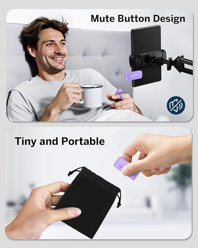 DATAFY [Case-Friendly] Remote Control Page Turner Ring for Kindle Paperwhite Oasis Scribe Kobo eReaders, Camera Camcorder Remote Controls, Page Turner Clicker for ipad iPhone Tablets with Storage Bag