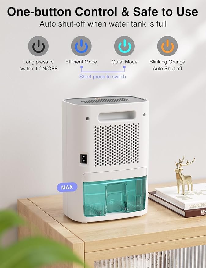 CLEVAST Small Dehumidifier for Home, 30oz Mini Quiet Dehumidifier for Bathroom & Bedroom, Portable Compact Air Dehumidifier for Closet, RV, Camper (285 sq. ft)
