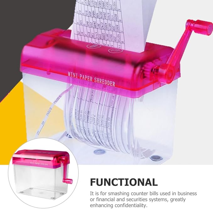 Manual Desktop Paper Shredder Red Small Handheld Shredder for Office and Home Use Wear-Resistant for A4 Paper and Cards