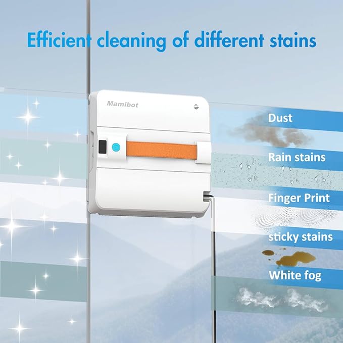 Mamibot W120-DP Robot Window Cleaner for High-Rise Glass - 3200Pa Strong Suction, Multiple Cleaning Modes,4 Water Spray Nozzles,Edge Detection Technology,App&Remote Control(Blue)