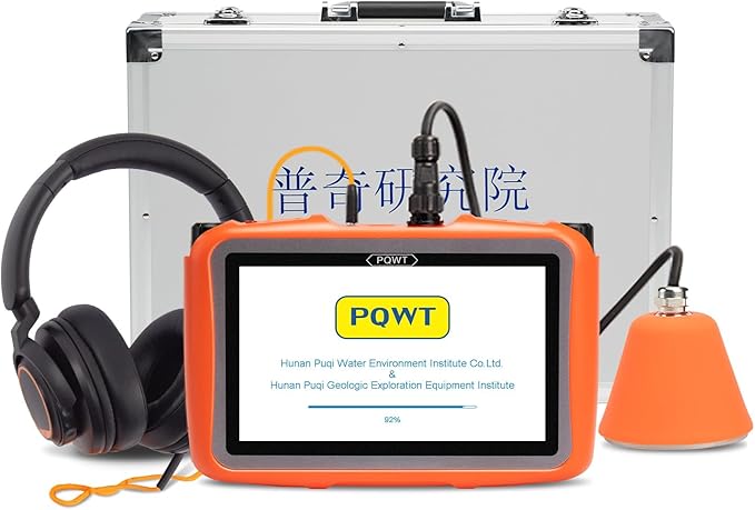 PQWT L40 Underground Water Leak Detectors for Home Wall Water Pipe Detector Machine Vertical Sensor Acoustic Pipeline Leakage Detection Kit Noise Reduction Headphone Smart Touchscreen Carry Case