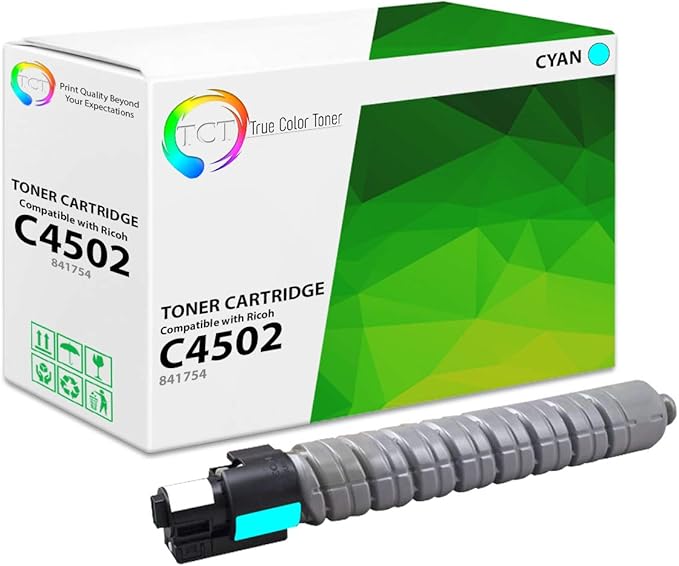 TCT C4502 Cyan Toner Cartridge - Compatible Replacement for Ricoh aficio C4502 841754 Cyan Works with Ricoh Aficio MP C4502 MP C5502 Printers (22,500 Pages)