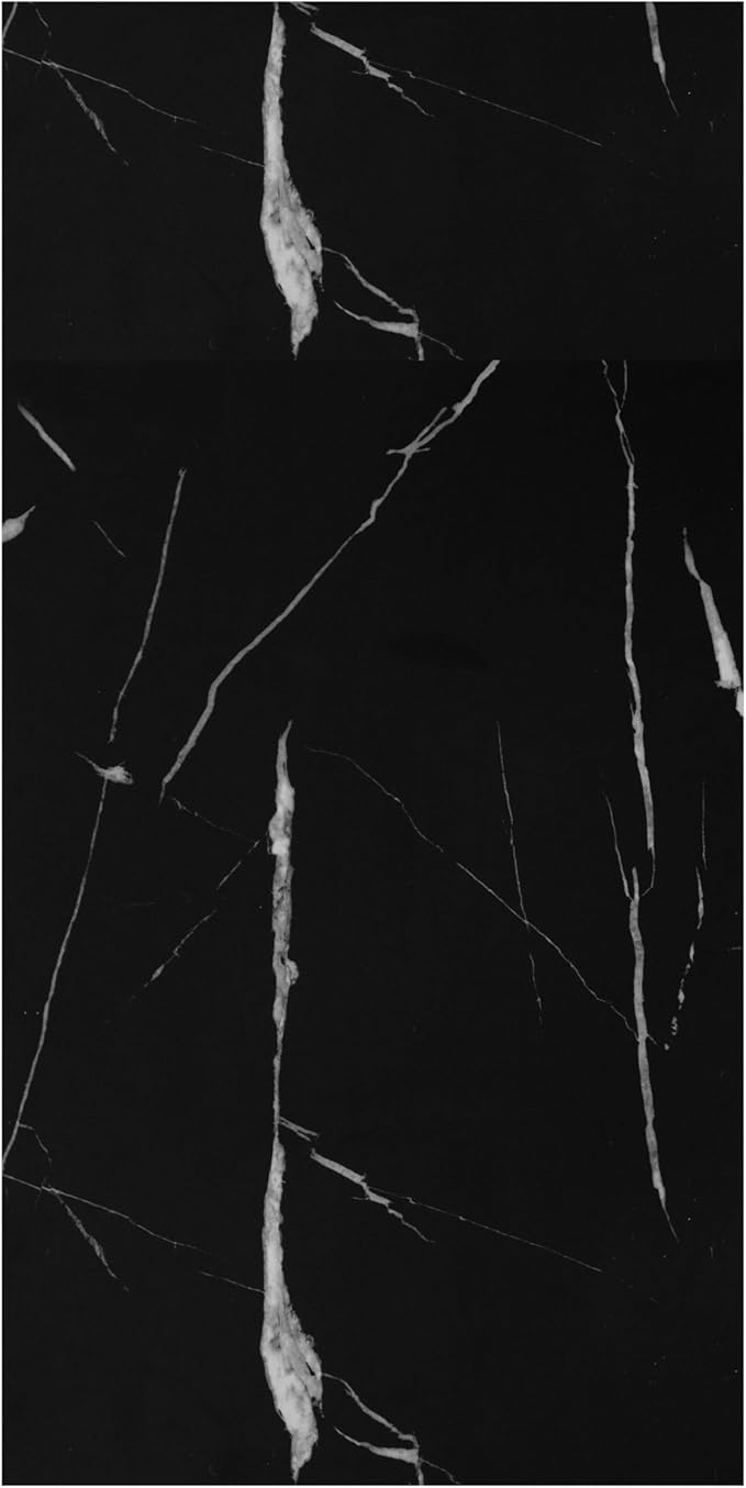 Dundee Deco Faux Marble Wall Panels - Sample - Glossy, Waterproof Indoor Wall Cladding - Black, White Veins - Sample 6" x 6"