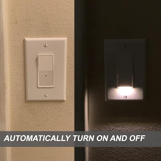2Pack SOZULAMP Illuminated Light Switch-Single Pole Wall Switch with Night Light, 15A 120/277V,3 Wire, Grounding Screw, Glossy White