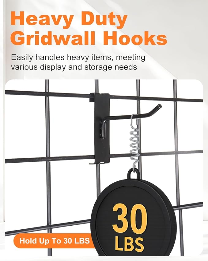 Alffun 50 Pack Gridwall Hooks, 6 Inch Metal Display Hanging Hooks, Heavy Duty Grid Wall Panels Accessories for Retail, Craft Shows, Garage Storage, and Home Organization, Black