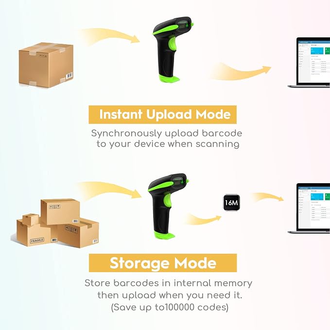 NADAMOO Wireless Barcode Scanner 328 Feet Transmission Distance USB Cordless 1D - Image 7