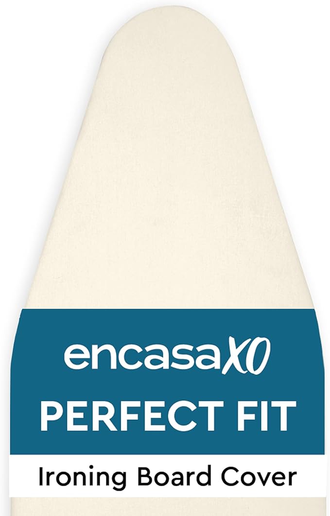 Encasa XO Ironing Board Cover and Pad 54"x15" - 4mm Felt Large Iron Board Cover with Padding - Heat Resistant, Stain-Safe Dye, Non Slip Elastic Bungee Cord Tightening Iron Table Cover Natural