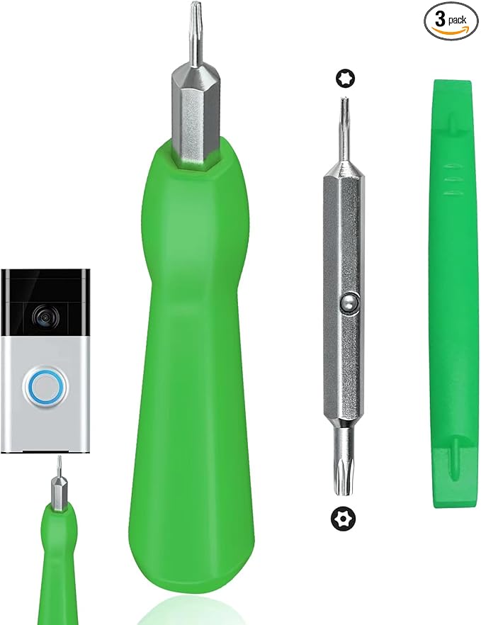 Video Screwdriver Bit Set for Battery and Wifi Access - Fits All Video Doorbell Models (Green)
