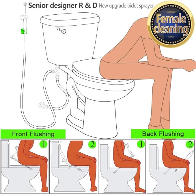Handheld Bidet Toilet Sprayer, Black Bidet Spray for Toilet, Cloth Diaper Sprayer with Backflow Preventer, Adjustable Water Pressure Brass Hand Held Spray Attachment
