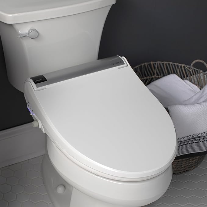 Bio Bidet BB2000 Electric Bidet Toilet Seat, Warm Water with Air Dryer, Heated Seat with Sensor and Slow Close Lid, Night Light, Remote Control, Round, White