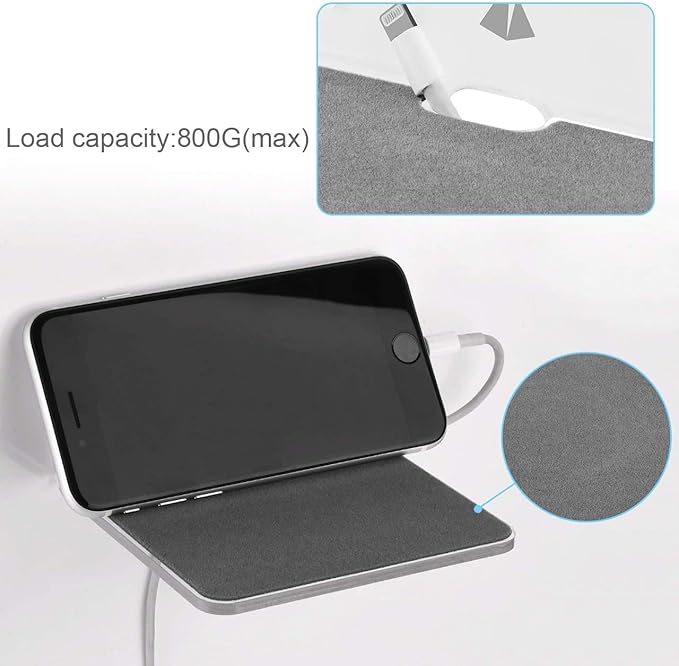TXEsign Floating Speaker Shelf - Small Wall Mount for Speakers, Webcams, Displays - Acrylic Shelf in Silky White & Transparent