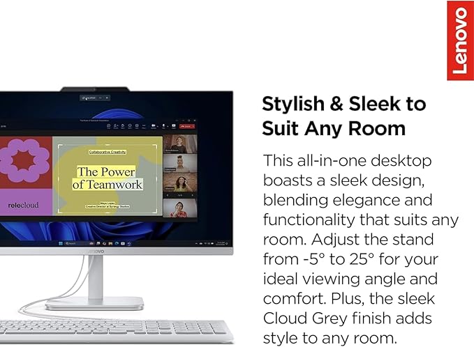 Lenovo IdeaCentre 24" FHD All-in-One Desktop Computer with Lifetime Office 365 for The Web • 32GB RAM • 4TB Storage • Intel Core • Wired Keyboard and Mouse • Windows 11