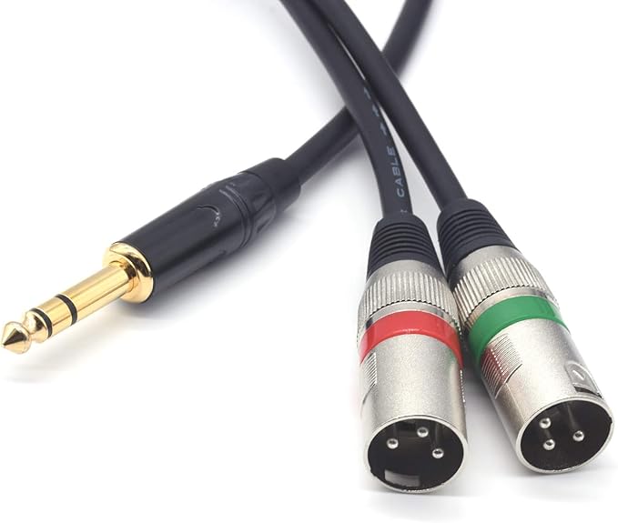 SiYear 1/4" TRS to Dual XLR Male Y Splitter Cable, 6.35mm Quarter inch Stereo to 2 XLR Male Breakout Microphone Cable Cord (1.5M/5FT)