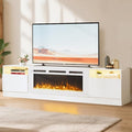 YISUFO 80” TV Stand with 36” Electric Fireplace, Large Modern Media Entertainment Center with Storage Cabinet and 12 Colors LED Lights for TVs Up to 90",All Black