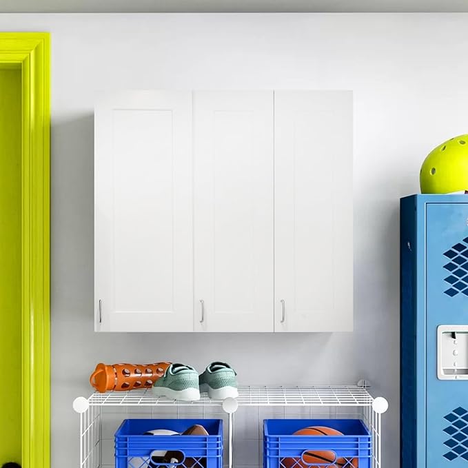 Wall Kitchen Cabinets, RTA Cabinets, White Shaker Cabinet, Wall Mounted, RTA Upper Cabinet, Modern for Kitchen and Bathroom with Door (White, 09" W x 36" H x 12" D)