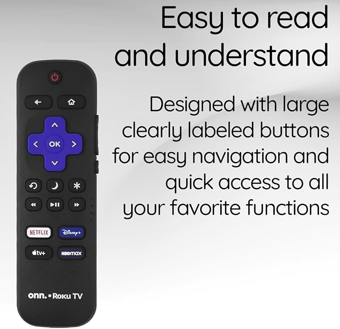 Ceybo OEM Remote Control for Onn Roku Smart TV with Netflix, Disney+, Apple TV, and HBO Max Shortcut Keys