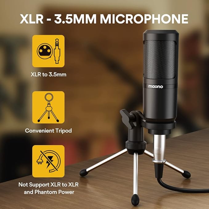 MAONO Podcast Equipment Bundle Audio mixer All-in-One Podcast Production Studio with 3.5mm Microphone for Live Streaming, Recording, PC, Smartphone, DJ MaonoCaster Lite (AU-AM200-S1)