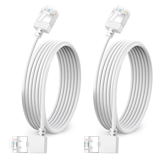 Ultra Slim 90° Degree Cat 6A Ethernet Cable Left Angled 15 Feet 2Pack, 10Gbps by DUTEVOLNS