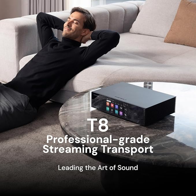 Eversolo T8 Music Streamer Transport with Remote | Dual Femtosecond Clocks, Fully Electrical Isolation Output & Stream Tidal, Qobuz and More | IIS, Coaxial, AES/EBU, USB Audio, and Optical Output