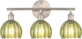 Shenmoyl Bathroom Light Fixtures, 3-Light Vanity Wall Light Over Mirror with Green Tulip Glass Shade for Bedroom Living Room (Bulb Not Included), Satin Nickel