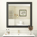 SMIROR Matte Black Bathroom Mirror for Over Sink 32x 32 inch, Metal Thick Frame Rectangle Vanity Mirror for Wall, Anti-Rust, Horizontally or Vertically Mounted
