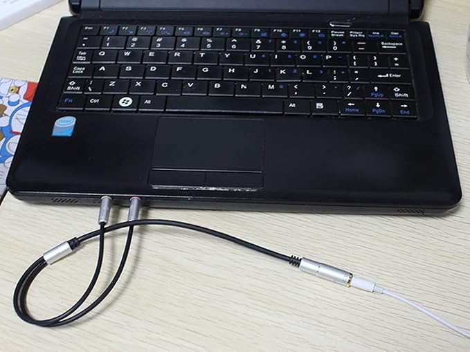 Headphone Y Cable Splitter Adapter for Computer 3.5mm Female to 2 Dual 3.5mm Male Gold-Plated Corrosion-Resistant Audio Mic Y Cable for Headset Connecting to PC，Audio Connector for PC (35CM, Silver)