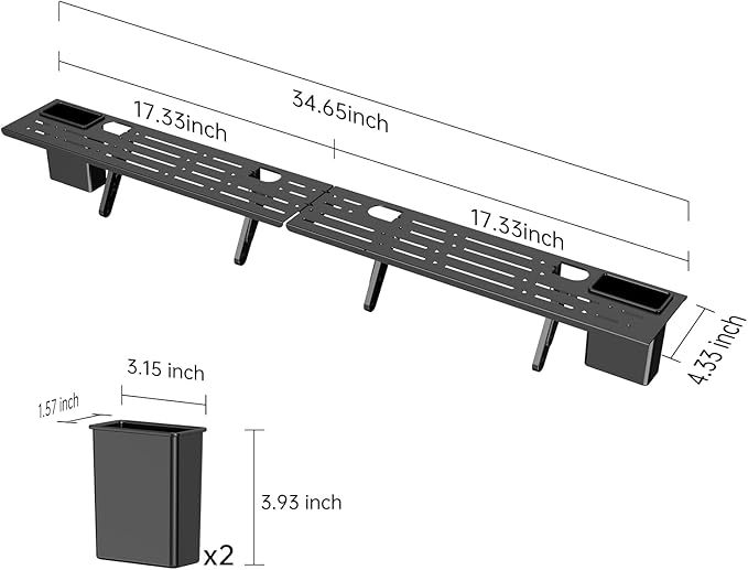 CABTE Steel TV Top Shelf- Adjustable Screen Shelf Floating Stand with 2 Storage Boxes,Computer Screen Shelf for Soundbar, Media Boxes, Game Console, Router and Home,34.65×4.33inch