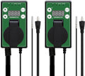 COOS BAY Digital Thermostat Controller -4 to 108°F, Temperature Control for Greenhouse Heater, Heat Mat, Grow Tent, Garage, Reptile Enclosure, Homebrew, Seedling, 15A/1500W, Green, 2 Pack